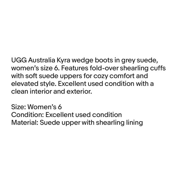 UGG Australia Kyra Suede Wedge Boots Women’s Size 6 Grey 1009318 EUC - Picture 9 of 9